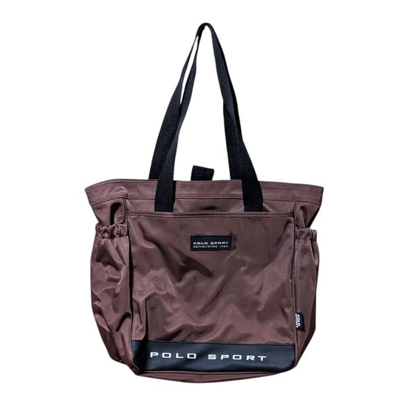 Polo by Ralph Lauren Handbags - Vintage Polo Sport by Ralph Lauren Brown tote Bag Logo spell out brown laptop